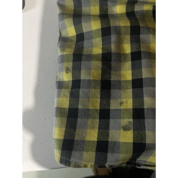 Wrangler Outdoor Mens XL Yellow Plaid Shirt Short Sleeve Button Vented Hiking - Picture 11 of 11